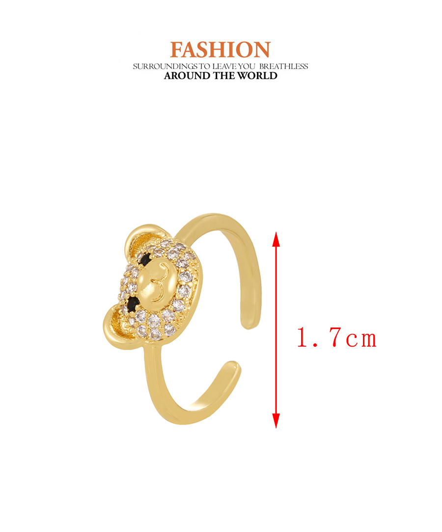 Fashion Green Bronze Zircon Bear Ring,Rings