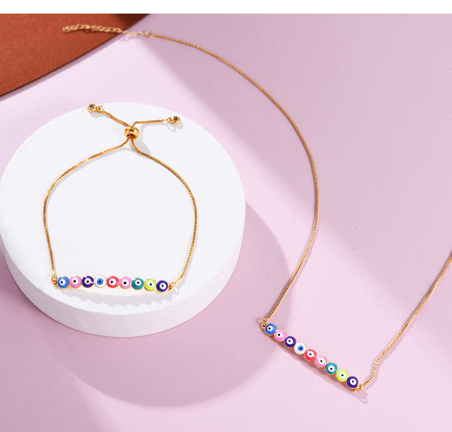 Fashion Color Copper Drop Oil Round Eye Necklace,Necklaces