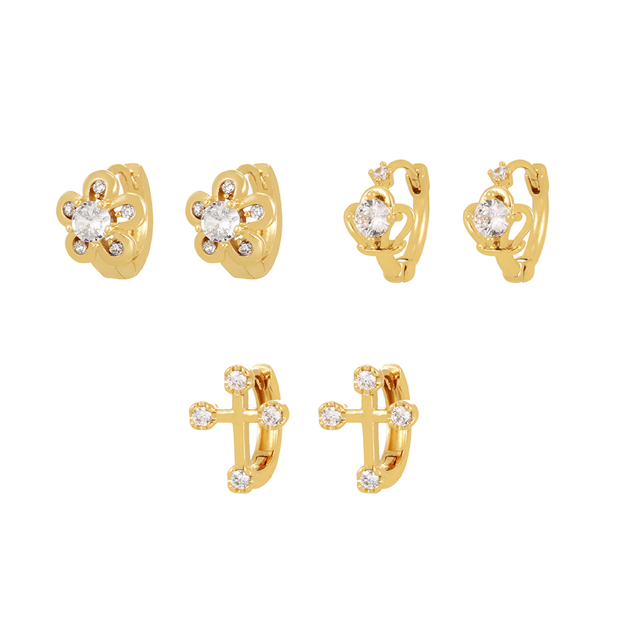Fashion Gold Bronze Zircon Flower Earrings,Earrings