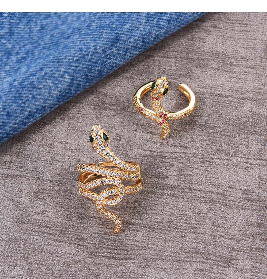Fashion Gold Bronze Zircon Snake Ring,Rings