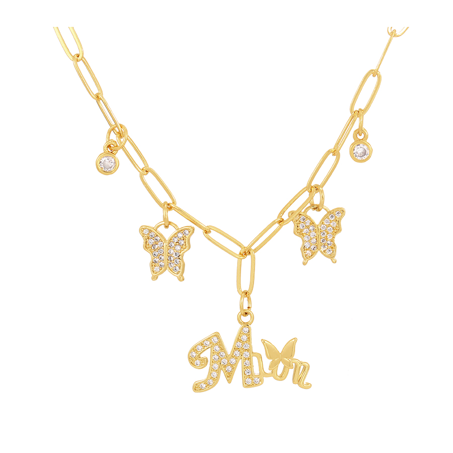 Fashion Gold Bronze Zircon Pentagram Pendant Necklace,Necklaces