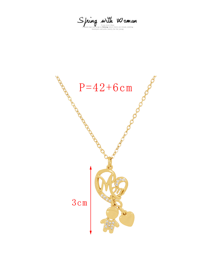 Fashion Gold Bronze Zircon Alphabet Mom Love Boy Pendant Necklace,Necklaces