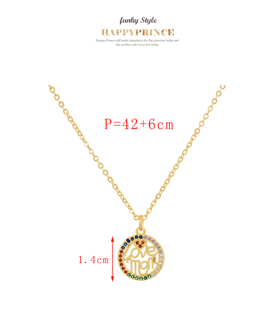 Fashion Color-2 Bronze Mama Heart Necklace With Zirconium Letters,Necklaces