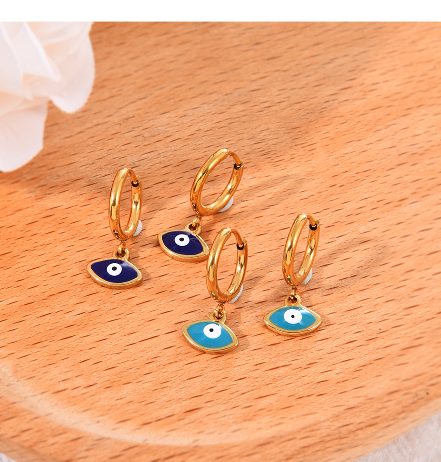 Fashion Navy Blue Titanium Steel Drip Eye Pendant Earrings,Earrings