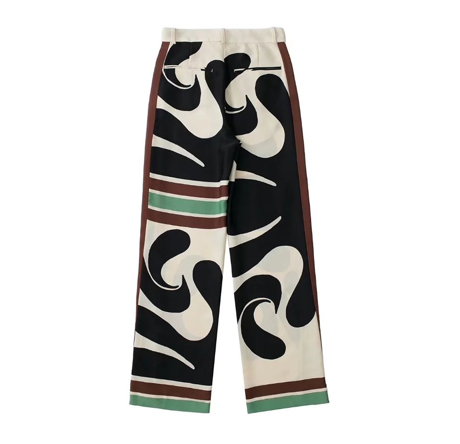 Fashion Printing Polyester Print Wide Tube Trousers,Pants
