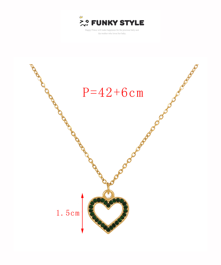 Fashion Dark Grey Titanium Steel Zircon Heart Pendant Necklace,Necklaces