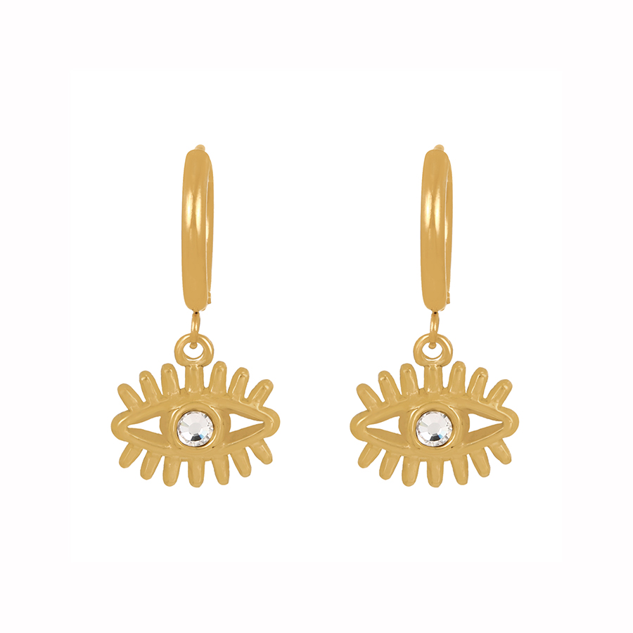 Fashion Gold-2 Titanium Zircon Eye Drop Earrings,Earrings