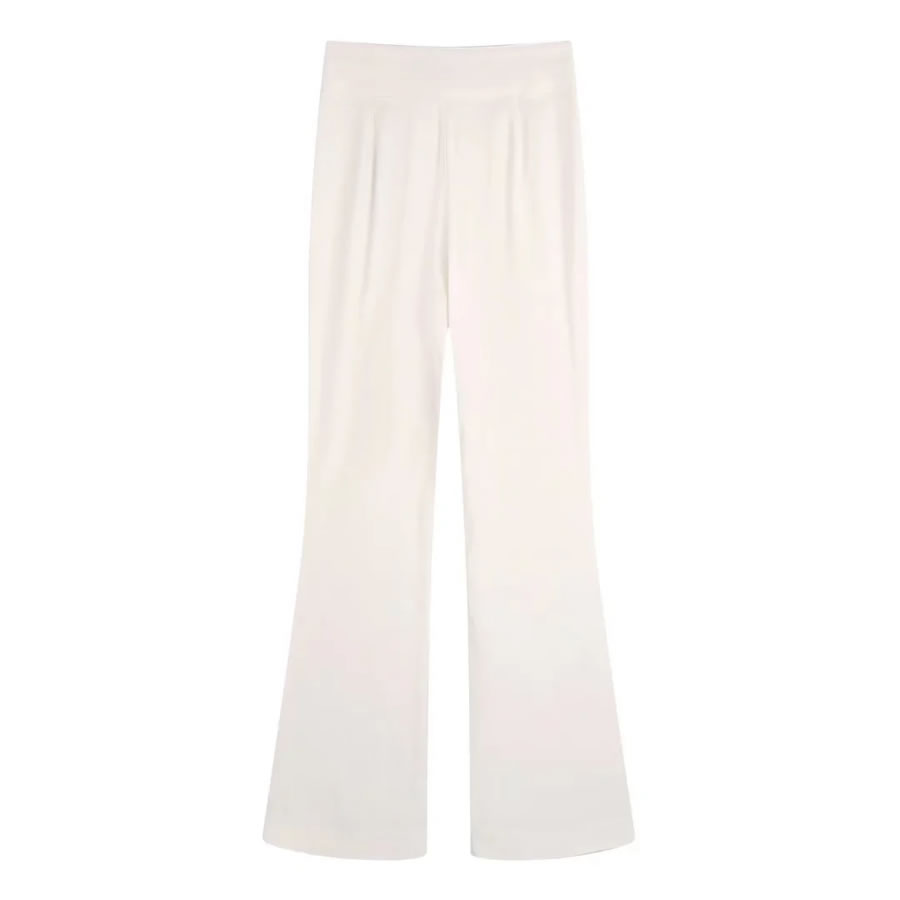 Fashion White Woven Geometric Trousers,Pants