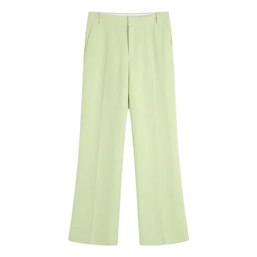 Fashion Green Woven Straight-leg Trousers,Pants