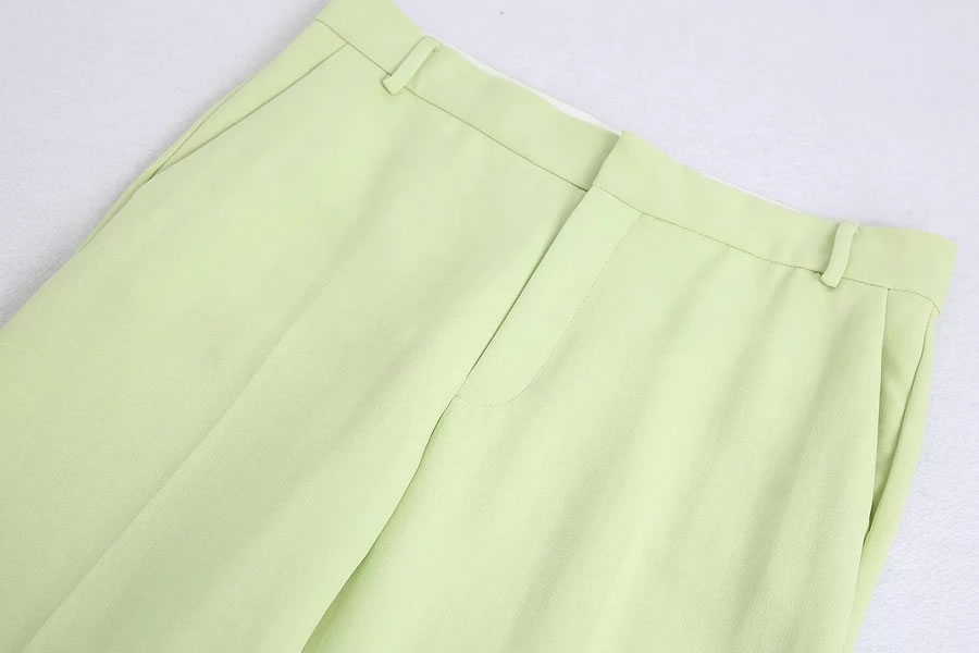 Fashion Green Woven Straight-leg Trousers,Pants
