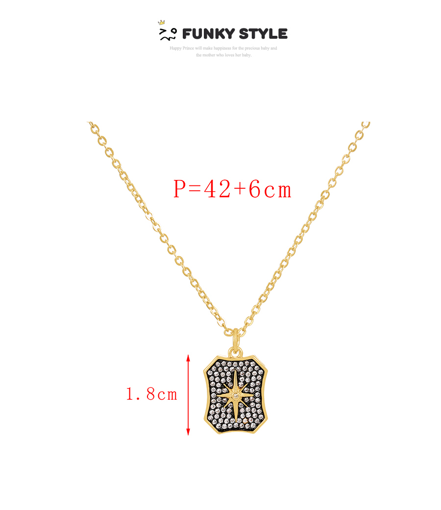Fashion Gold-2 Bronze Zirconium Geometric Pendant Necklace,Necklaces