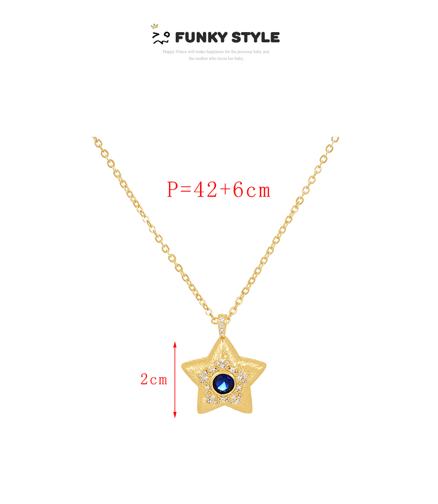 Fashion Gold Bronze Zirconium Pentagram Pendant Necklace,Necklaces