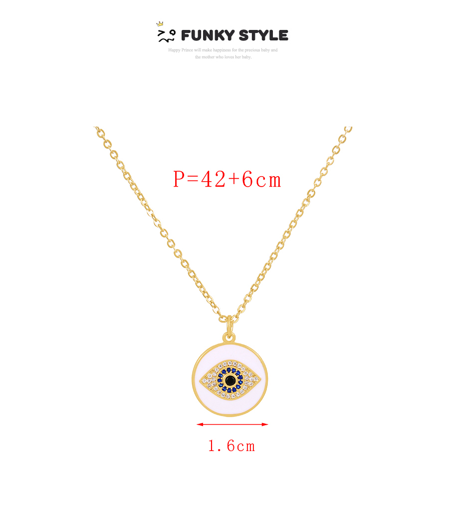 Fashion White Bronze Zirconium Oil Drop Round Eye Pendant Necklace,Necklaces