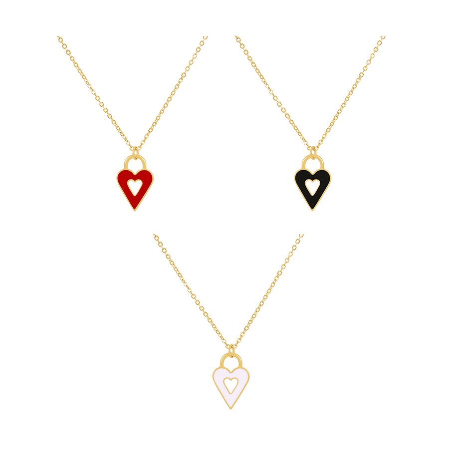 Fashion White Copper Drop Oil Openwork Heart Pendant Necklace,Necklaces