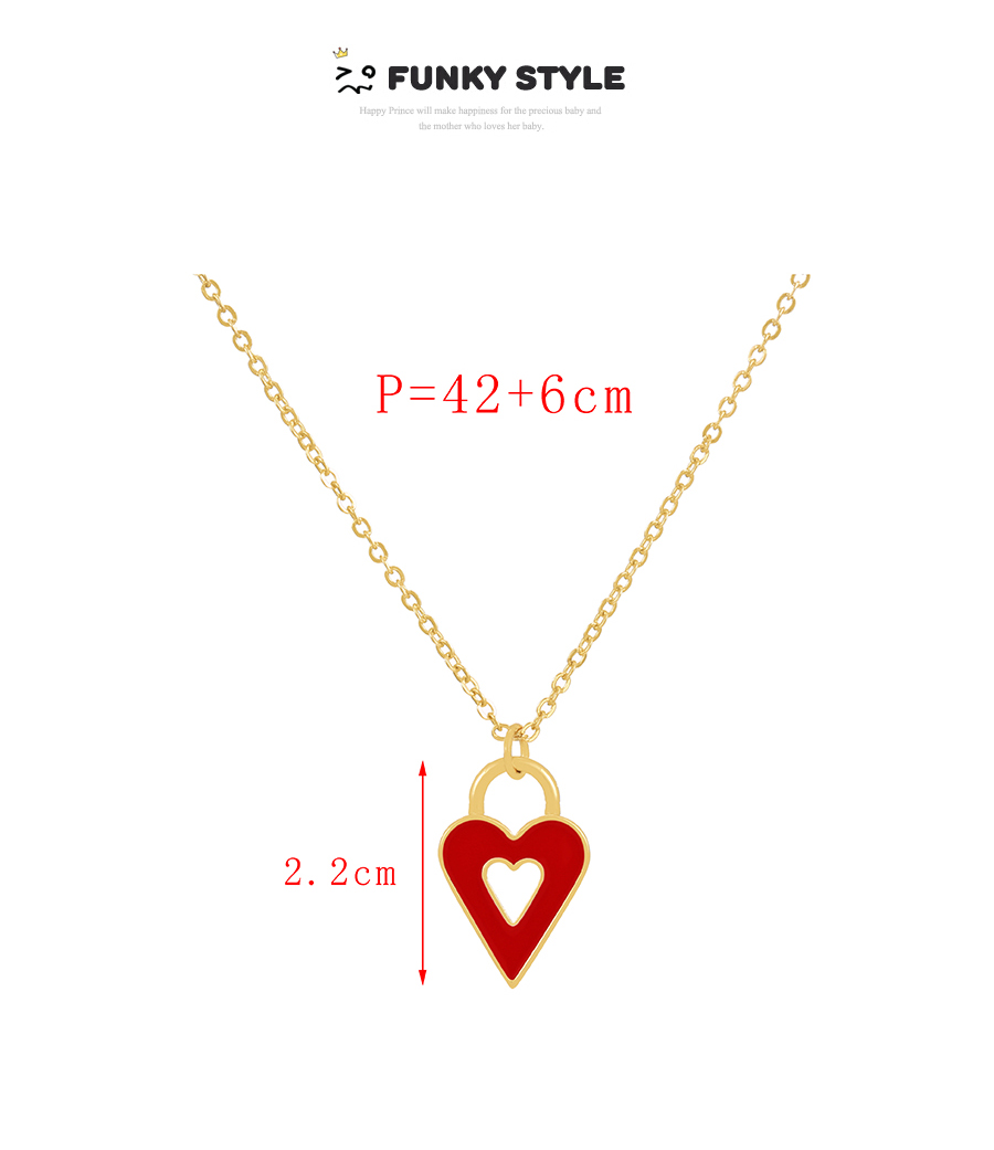 Fashion Red Copper Drop Oil Openwork Heart Pendant Necklace,Necklaces