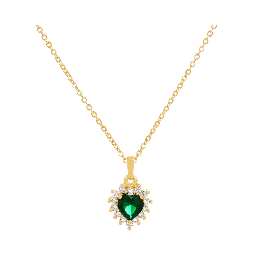 Fashion Color Bronze Zirconium Heart Pendant Necklace,Necklaces