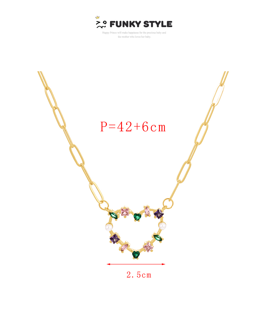 Fashion Dark Green Bronze Zirconium Heart Pendant Necklace,Necklaces