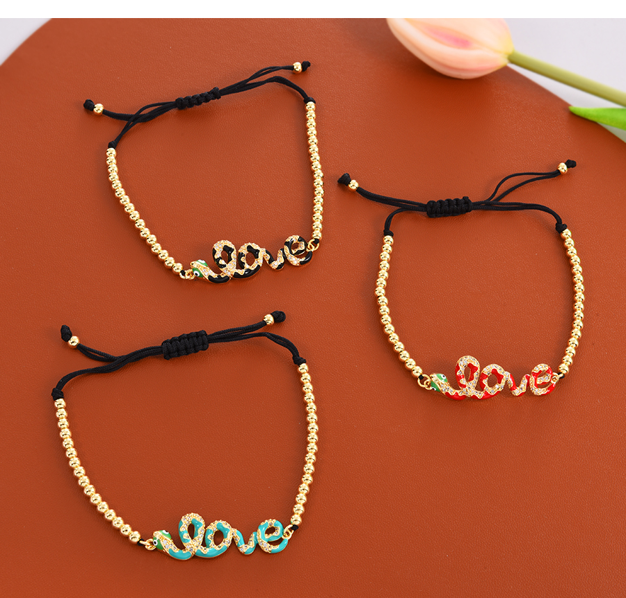 Fashion Black Bronze Zirconium Oil Drop Snake Braided Beaded Bracelet,Bracelets