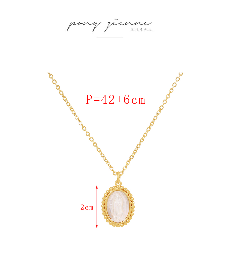 Fashion Gold-2 Bronze Shell Portrait Round Pendant Necklace,Necklaces