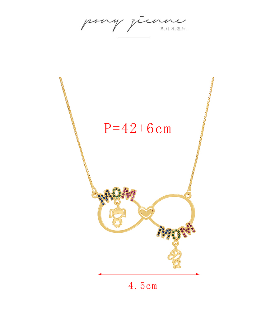 Fashion Gold-3 Bronze Zircon Drop Oil Letter Mom Pendant Necklace,Necklaces