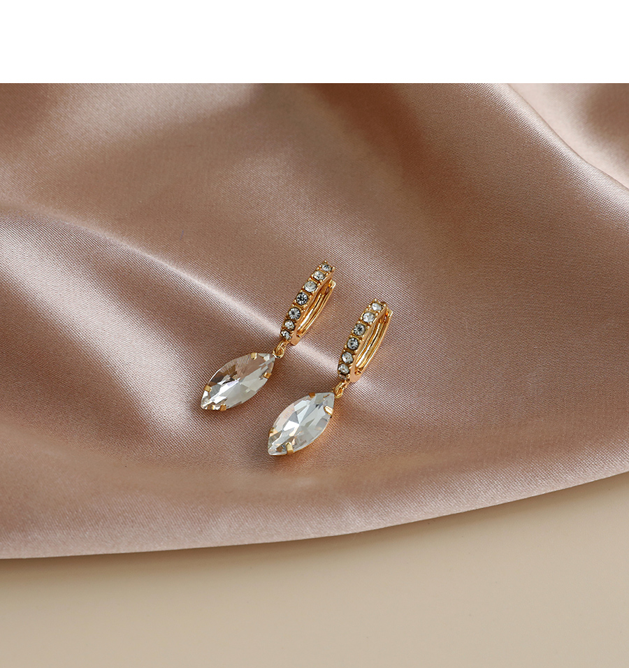Fashion White Alloy Diamond Geometric Oval Stud Earrings,Hoop Earrings