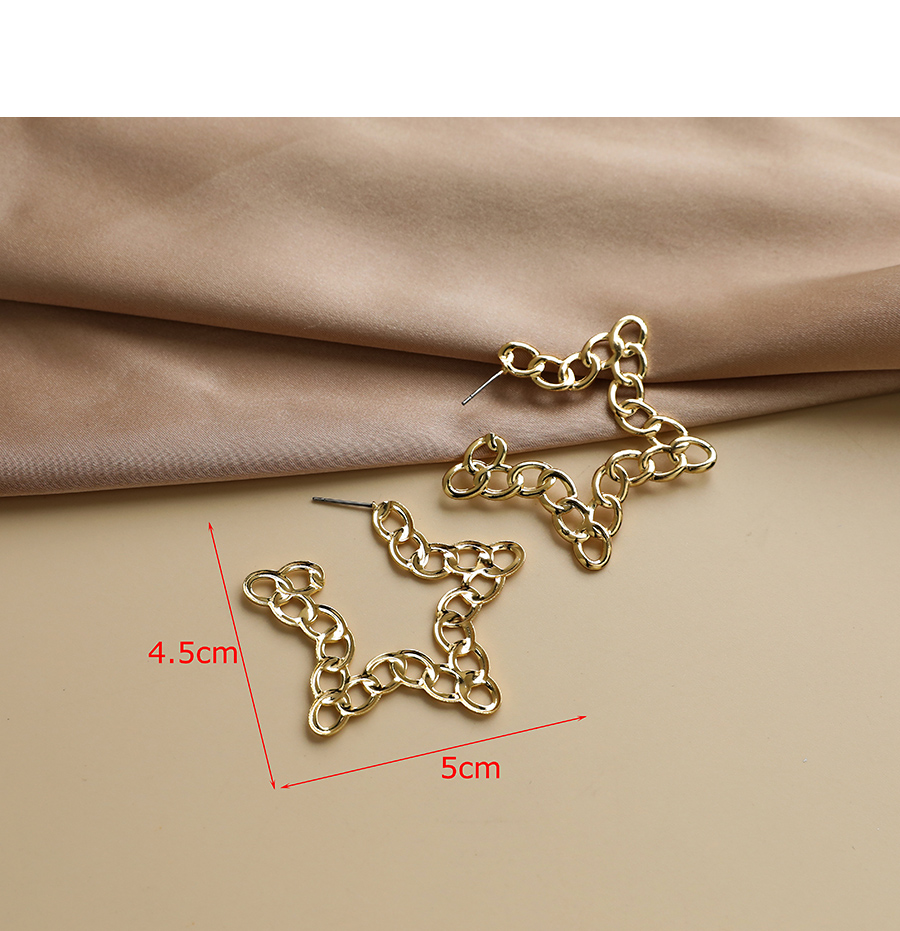 Fashion Silver Color Alloy Chain Five-pointed Star Earrings,Stud Earrings