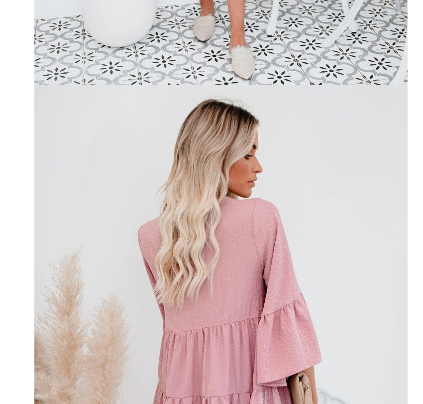 Fashion Pink Lace Fringe Ruffle Dress,Mini & Short Dresses