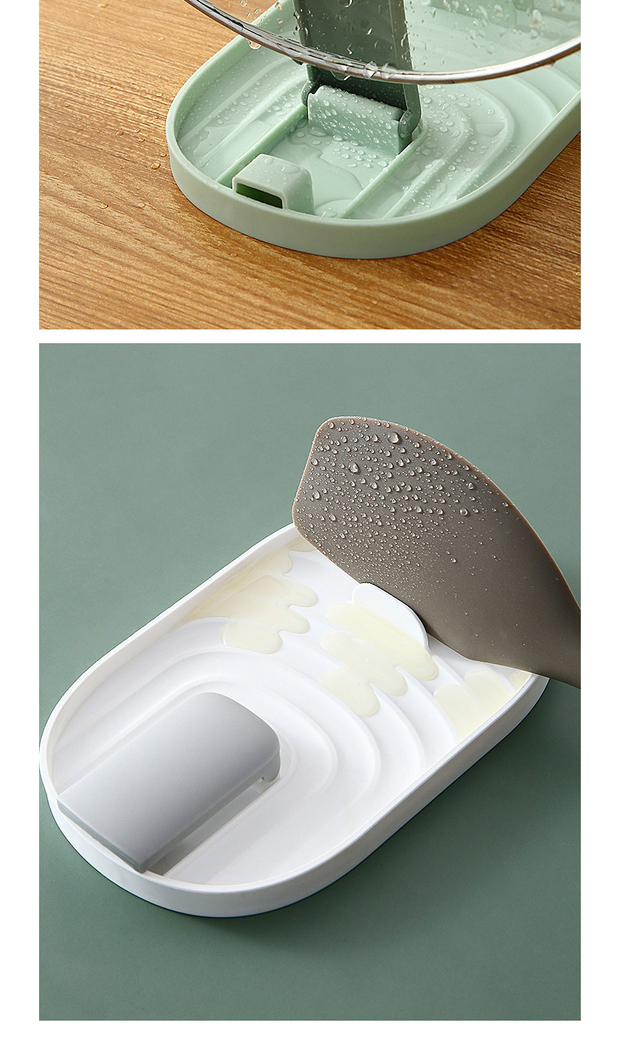 Fashion White Folding Pot Cover And Spatula Integrated Shelf,Household goods
