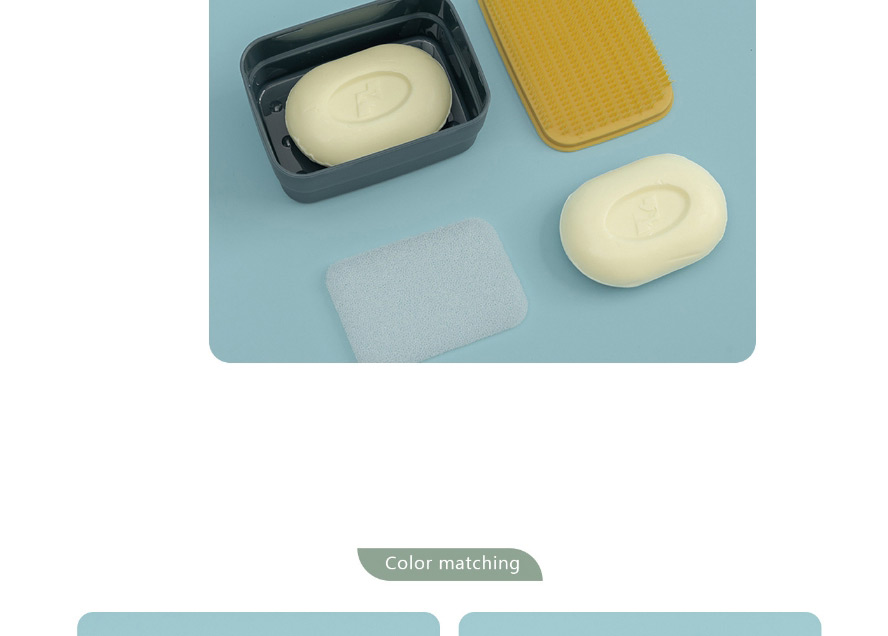 Fashion Light Blue Combination Soap Box With Brush And Sponge Pad,Household goods