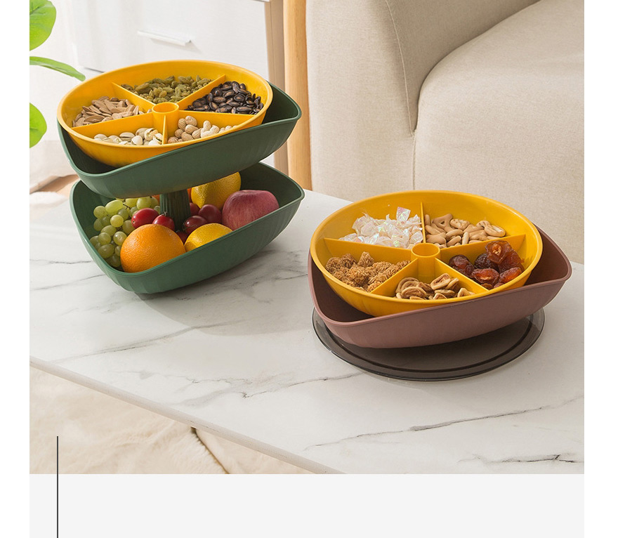 Fashion Green Double Layer Plastic Fruit Plate With Lid,Household goods