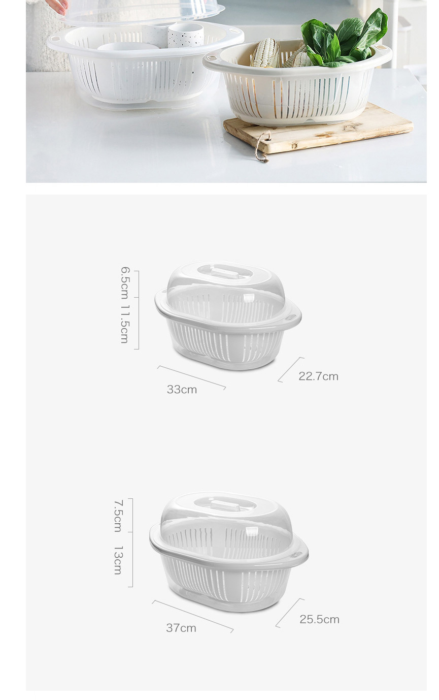 Fashion White 2.1-3l Double-layer Drain Container With Lid,Household goods