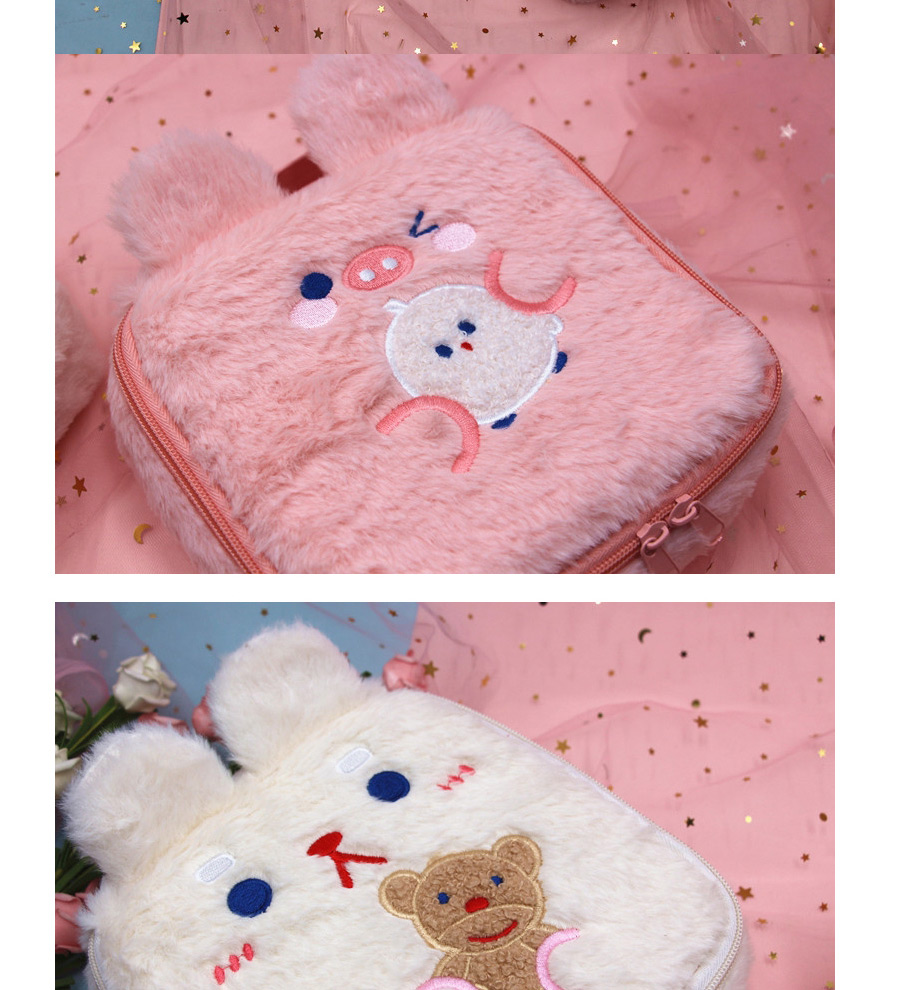 Fashion Pink Didaxiong Square Plush Cosmetic Bag,Pencil Case/Paper Bags
