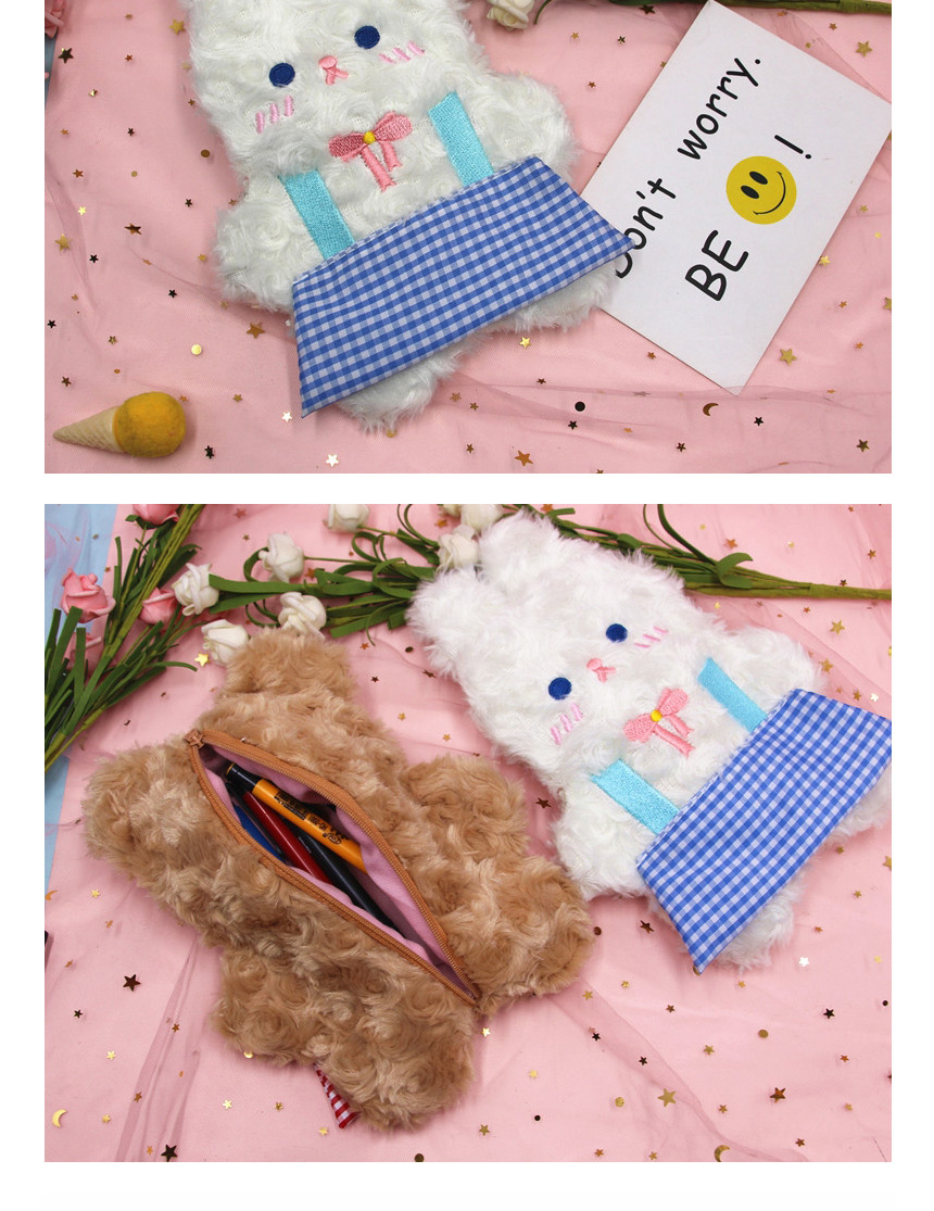 Fashion Bunny + School Bag Plaid Skirt Bear Plush Bunny Pencil Case,Pencil Case/Paper Bags