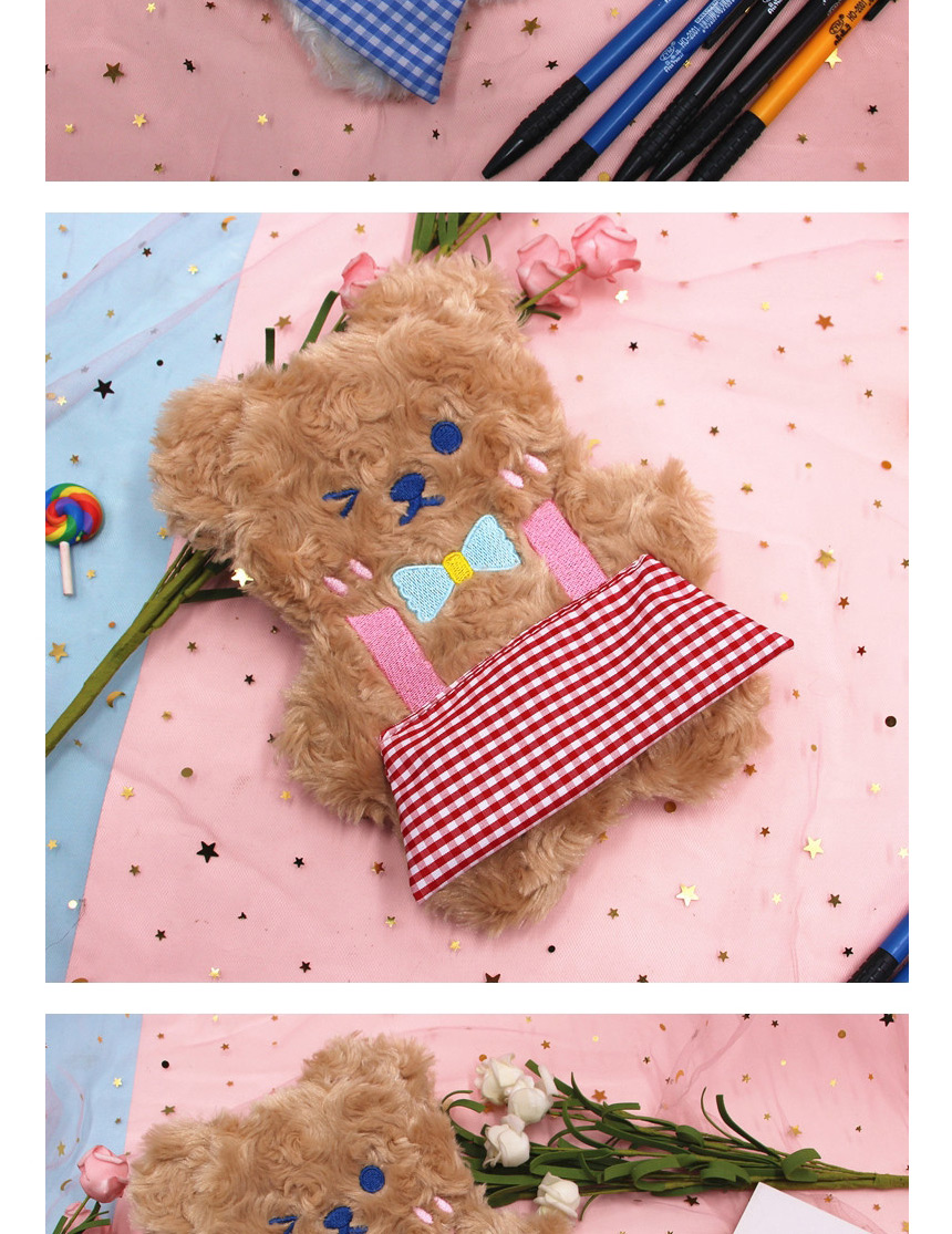 Fashion Dodo Bear + School Bag Plaid Skirt Bear Plush Bunny Pencil Case,Pencil Case/Paper Bags