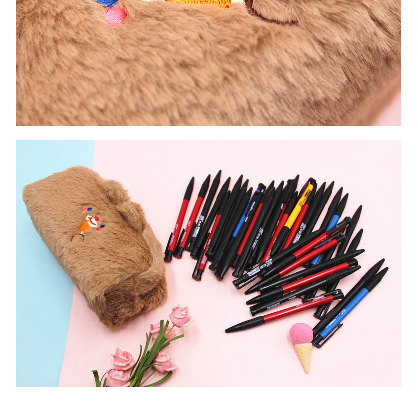 Fashion Pink Bear Plush Large Capacity Pencil Case,Pencil Case/Paper Bags