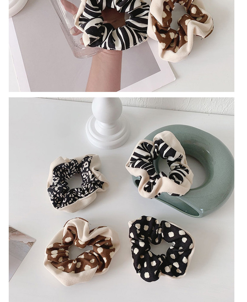 Fashion Polka Dot Khaki Suit Leopard Print Bow Hair Clip Large Intestine Hair Tie Set,Hair Ring