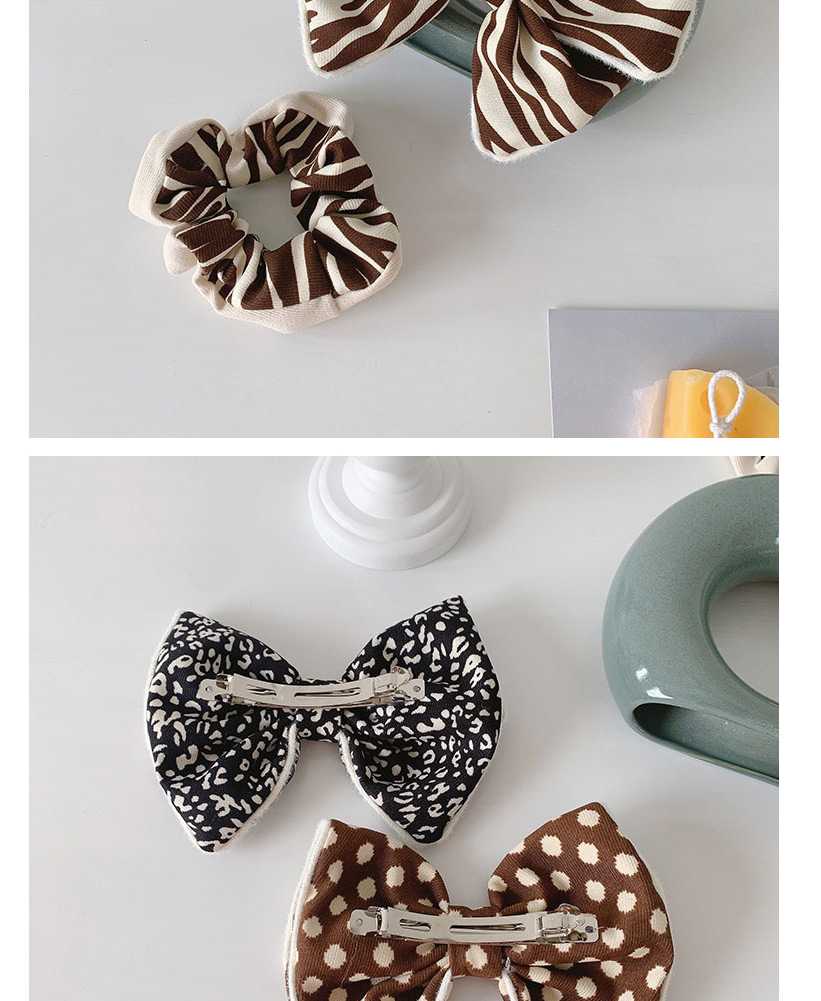 Fashion Polka Dot Black Suit Leopard Print Bow Hair Clip Large Intestine Hair Tie Set,Hair Ring