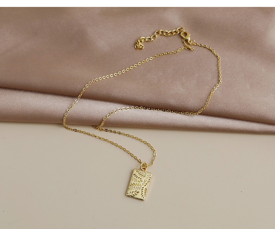 Fashion Golden Copper Leaf Square Necklace,Necklaces
