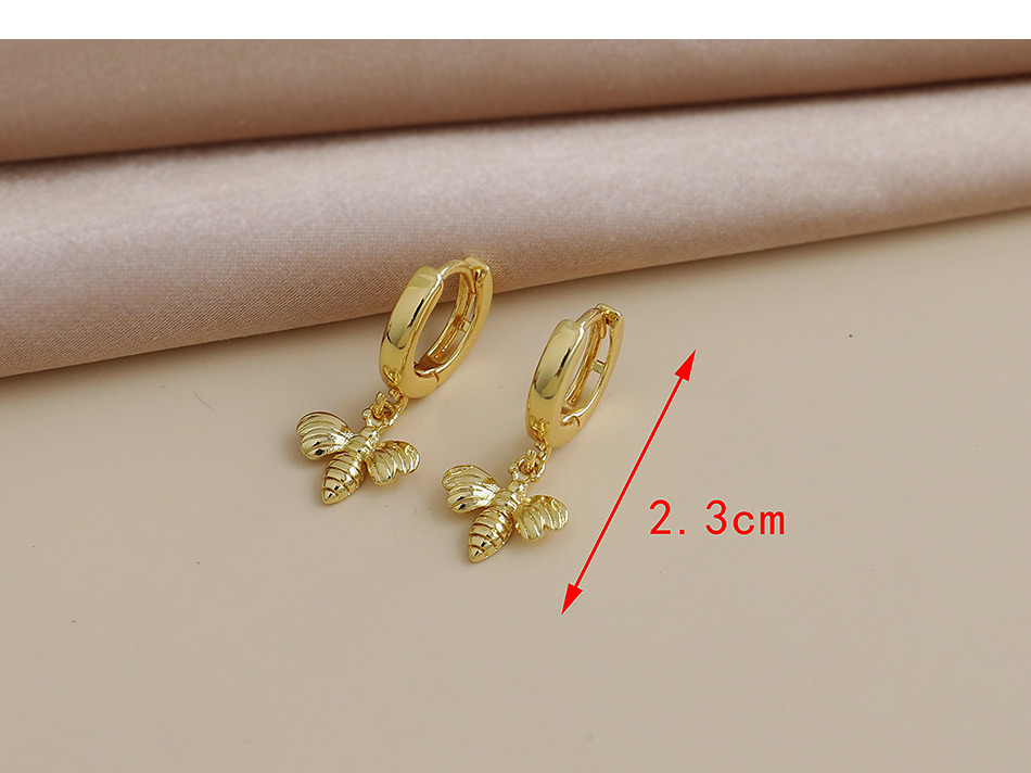 Fashion Golden Copper Bee Stud Earrings,Earrings