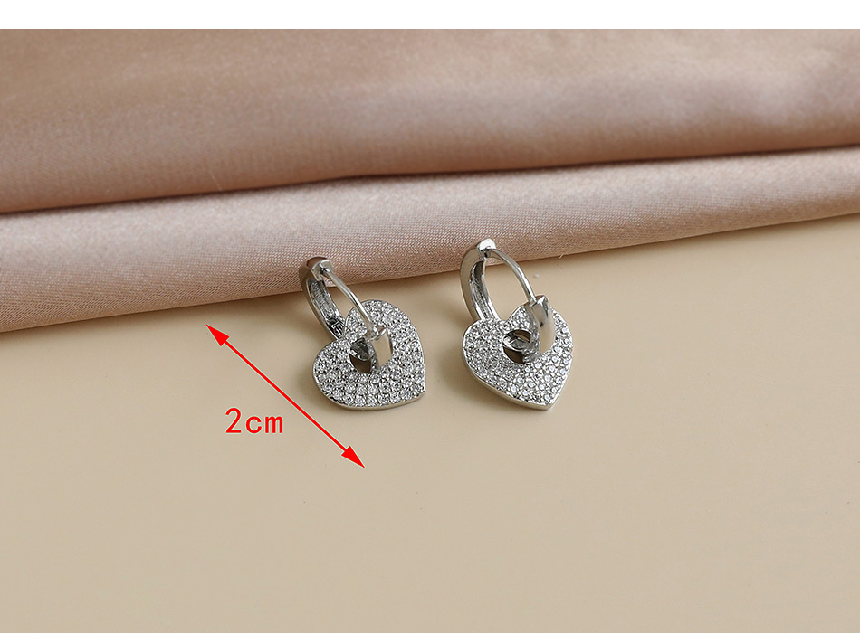 Fashion Silver Copper Inlaid Zircon Heart Earrings,Earrings
