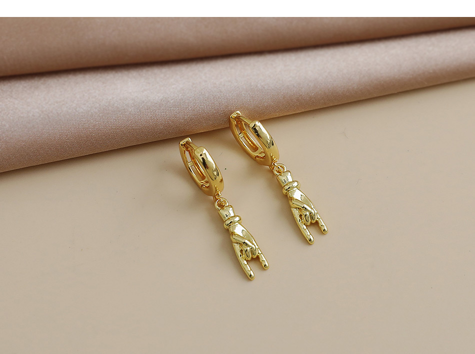 Fashion Golden Copper Gesture Stud Earrings,Earrings