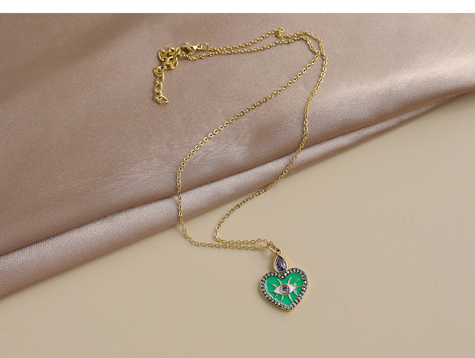 Fashion Golden Copper Inlaid Zircon Heart Necklace,Necklaces