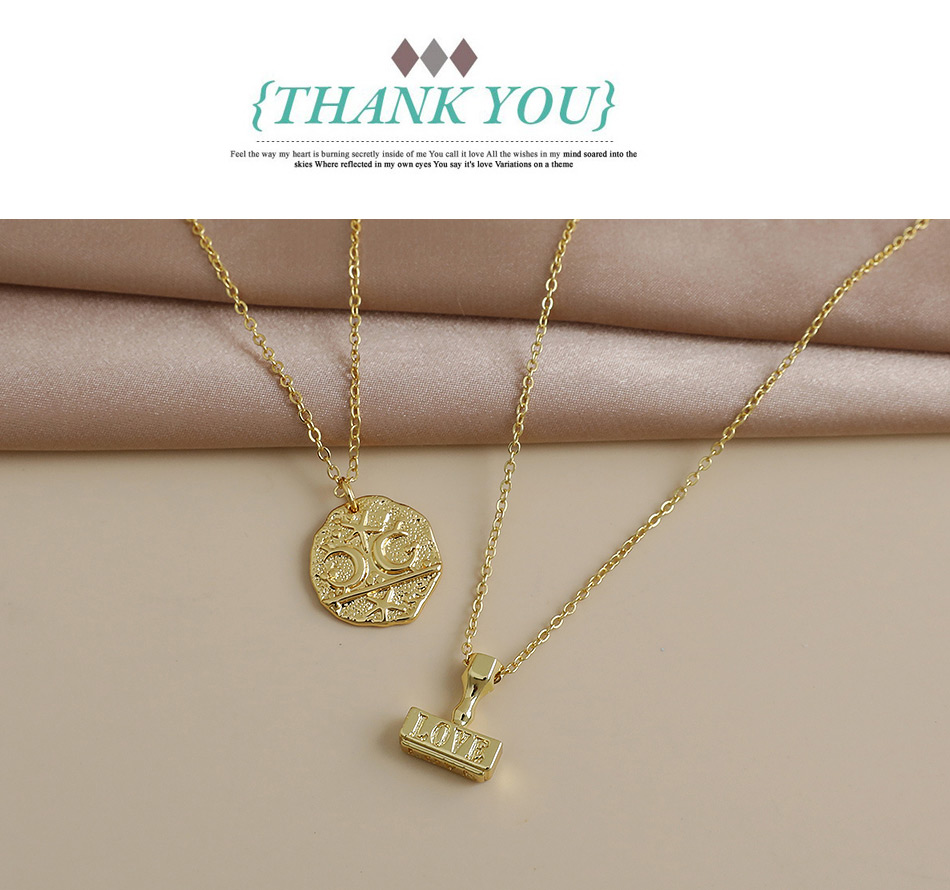Fashion Golden Copper Letter Love Seal Necklace,Necklaces