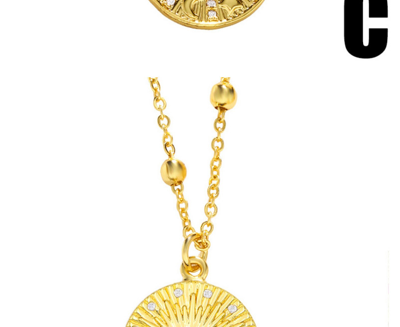 Fashion C Round Star Moon Necklace,Necklaces