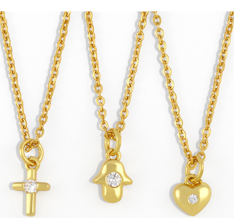 Fashion Palm Titanium Steel Cross Heart Necklace,Necklaces