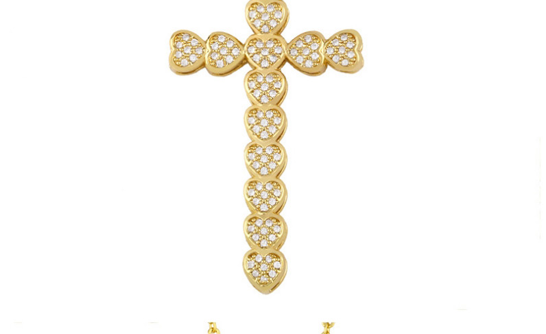 Fashion Our Lady Heart-shaped Cross Full Diamond Zircon Necklace,Necklaces