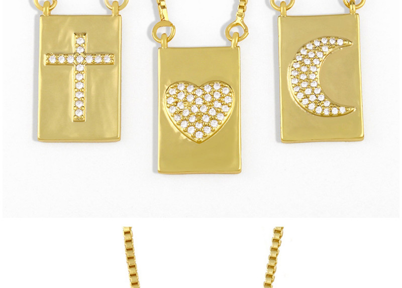 Fashion Cross Micro Inlaid Zircon Heart Tag Necklace,Necklaces