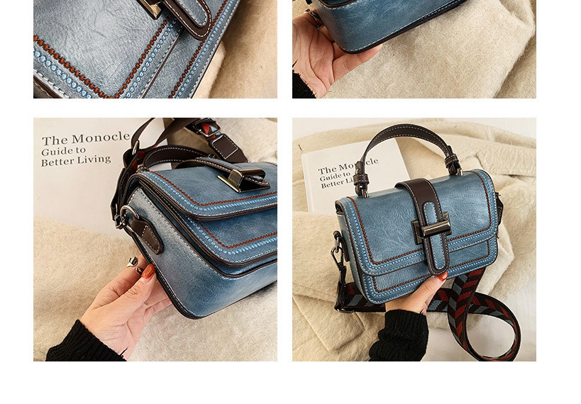 Fashion Blue Wide Shoulder Strap Car Stitching Single Shoulder Messenger Bag,Shoulder bags