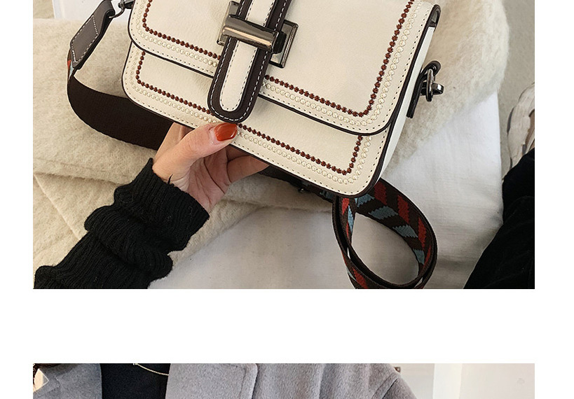 Fashion White Wide Shoulder Strap Car Stitched Single Shoulder Messenger Bag,Shoulder bags