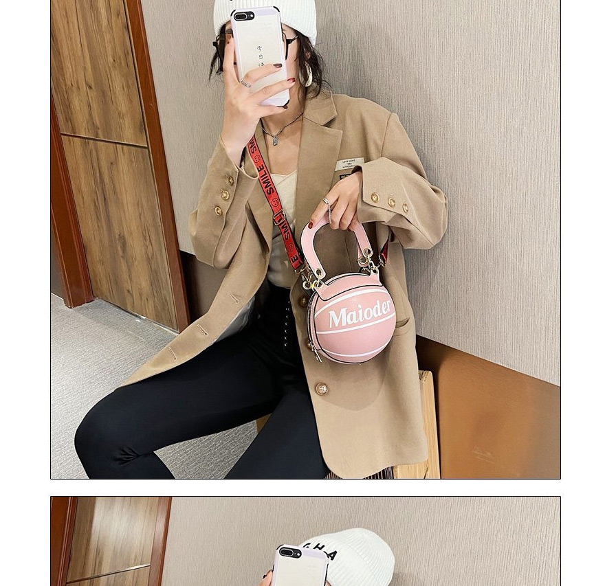 Fashion Pink Printed Spherical Portable Crossbody Shoulder Bag,Messenger bags